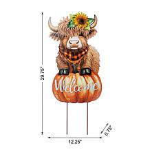 Glitzhome 29.75"H Fall Highland Cow Yard Stake or Wall Décor