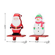 Glitzhome 2pc Christmas Epoxy Resin Santa and Snowman Stocking Holders