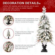 Glitzhome 2pk 4"H Flocked Fir Artificial Christmas Trees w/100 Lights