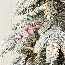 Glitzhome 2pk 5' Flocked Fir Artificial Christmas Tree in Urn w/Lights