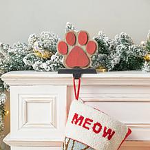 Glitzhome 2PK 6.25in. H Wooden and Metal Paw Stocking Holder