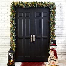 Glitzhome 2pk 9' Glittered Pine Cone Christmas Garland w/White Lights