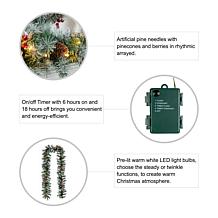 Glitzhome 2pk 9' Pre-Lit Greenery Garland with 50 White Lights