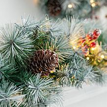 Glitzhome 2pk 9' Pre-Lit Greenery Garland with 50 White Lights