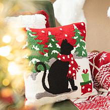Glitzhome 2pk Hooked Christmas Dog and Cat Pillow
