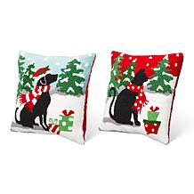 Glitzhome 2pk Hooked Christmas Dog and Cat Pillow