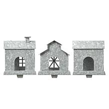 Glitzhome 3-pc 7" Galvanized House Stocking Holders