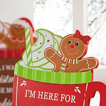 Glitzhome 3-pc. 8" Christmas Wooden Gingerbread Man Mug