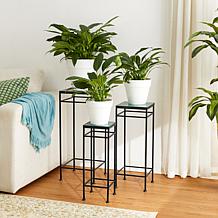 Glitzhome 3-pc. Square Nesting Planter Stands With Ceramic Tile Top