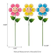 Glitzhome 3-Piece Garden and Wall Decor Metal Flower Stakes