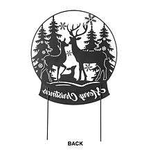 Glitzhome 30" Christmas Metal Waterglobe Yard Stake or Wall Decor