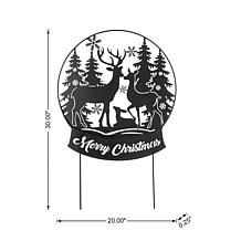 Glitzhome 30" Christmas Metal Waterglobe Yard Stake or Wall Decor