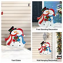 Glitzhome 30" Metal Snowman Yard Stake, Standing Decor or Wall Decor