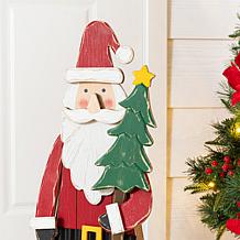 Glitzhome 30"H Christmas Chunky Wood Santa Porch Decor