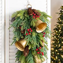 Glitzhome 30"H Christmas Deluxe Gold Bell & Pinecone PE Dripping Te...