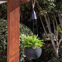 Glitzhome 30"H Solar Lighted Hanging Plastic Basket and Planter
