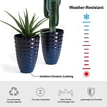 Glitzhome 30"H Solar Lighted Hanging Plastic Basket and Planter