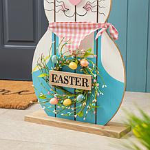 Glitzhome 30in H Easter Wooden Bunny Porch Decor