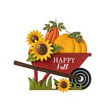 Glitzhome 30in. H Fall Metal Wheelbarrow Pumpkin Yard Stake