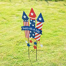 Glitzhome 30in H Patriotic Americana Firecracker Yard Stake Decor