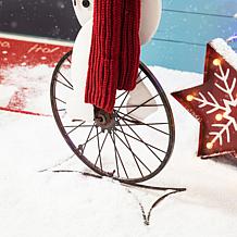 Glitzhome 32"H Metal Snowman Riding Unicycle Porch Décor