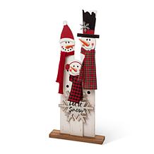 Glitzhome 35.5" H Wooden Snowman Family Porch Decor