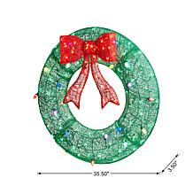 Glitzhome 35.5" Lighted 3D Mesh Wreath w/Bulbs and LED Lights
