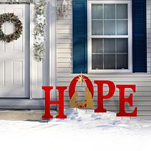 Glitzhome 35.5" Lighted Metal HOPE Stake, Standing or Wall Decor