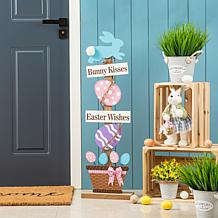 Glitzhome 35.5in H Easter Wooden Bunny and Eggs Porch Decor
