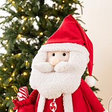 Glitzhome 35.75"/18"H Telescoped Fabric Christmas Santa Standing Decor