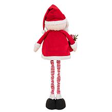 Glitzhome 35.75"/18"H Telescoped Fabric Christmas Santa Standing Decor