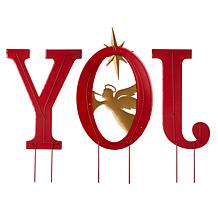 Glitzhome 36" H Metal JOY Angel Yard Stake, Standing or Wall Decor