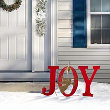 Glitzhome 36" Lighted Metal JOY Yard Stake, Standing or Wall Decor