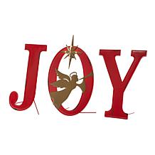 Glitzhome 36" Lighted Metal JOY Yard Stake, Standing or Wall Decor