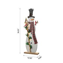 Glitzhome 36.25" H Lighted Wooden Snowman Porch Decor