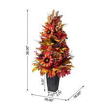 Glitzhome 36"H Fall Sunflower, Pinecone and Berry Porch Tree