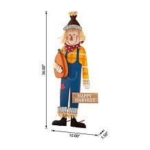 Glitzhome 36in. H Fall Metal Scarecrow Yard Stake or Hanging Sign