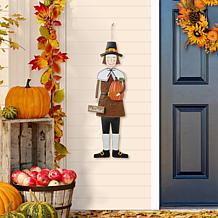 Glitzhome 36in. H Metal Thanksgiving Pilgrim Boy Yard/ Hanging Decor