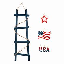 Glitzhome 36in H Patriotic Americana Ladder-shaped USA Porch Decor