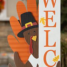 Glitzhome 36in.H Thanksgiving Wooden Turkey Welcome Porch Décor