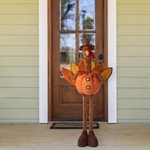 Glitzhome 37.00in.H Fabric Turkey Standing Décor With Telescoping Legs