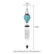 Glitzhome 37"H Solar Lighted Metal and Glass Mosaic Windchime