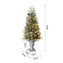 Glitzhome 4' Artificial Pine Christmas Tree w/130 White Lights & Urn