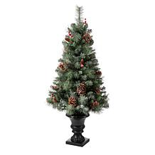 Glitzhome 4 Ft. Flocked Christmas Tree with Pinecone and Berries