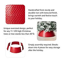 Glitzhome 40.5" Christmas Red Hammered Metal Tree Collar