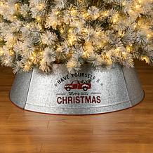 Glitzhome 40.5" D Christmas Galvanized Metal Truck Tree Collar