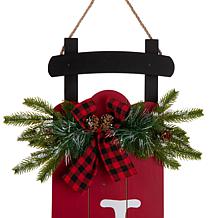 Glitzhome 40"H Lighted Wooden Sleigh JOY Porch Sign