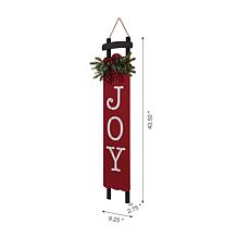 Glitzhome 40"H Lighted Wooden Sleigh JOY Porch Sign