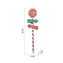 Glitzhome 41.75" H LED Wooden Yard Stake Written with Santa Stop Here