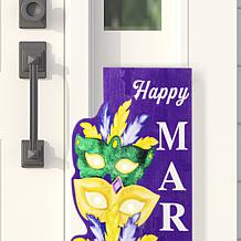 Glitzhome 41.75"H Mardi Gras Lighted Wooden Stacked Masks Porch Decor